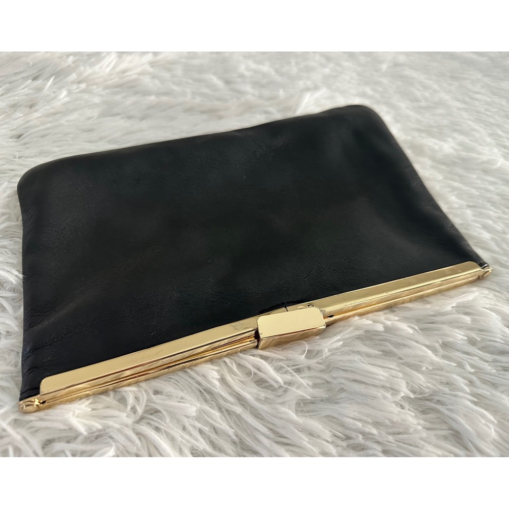 J crew black leather clutch bag handbag - Picture 5 of 8